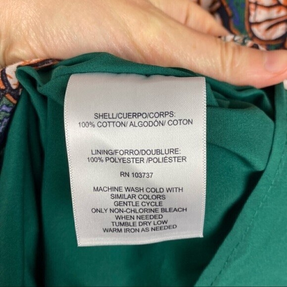 Donna Morgan Floral Crewneck Bishop Sleeve A-line Mini Dress Green Size 10 NWT - Picture 8 of 9